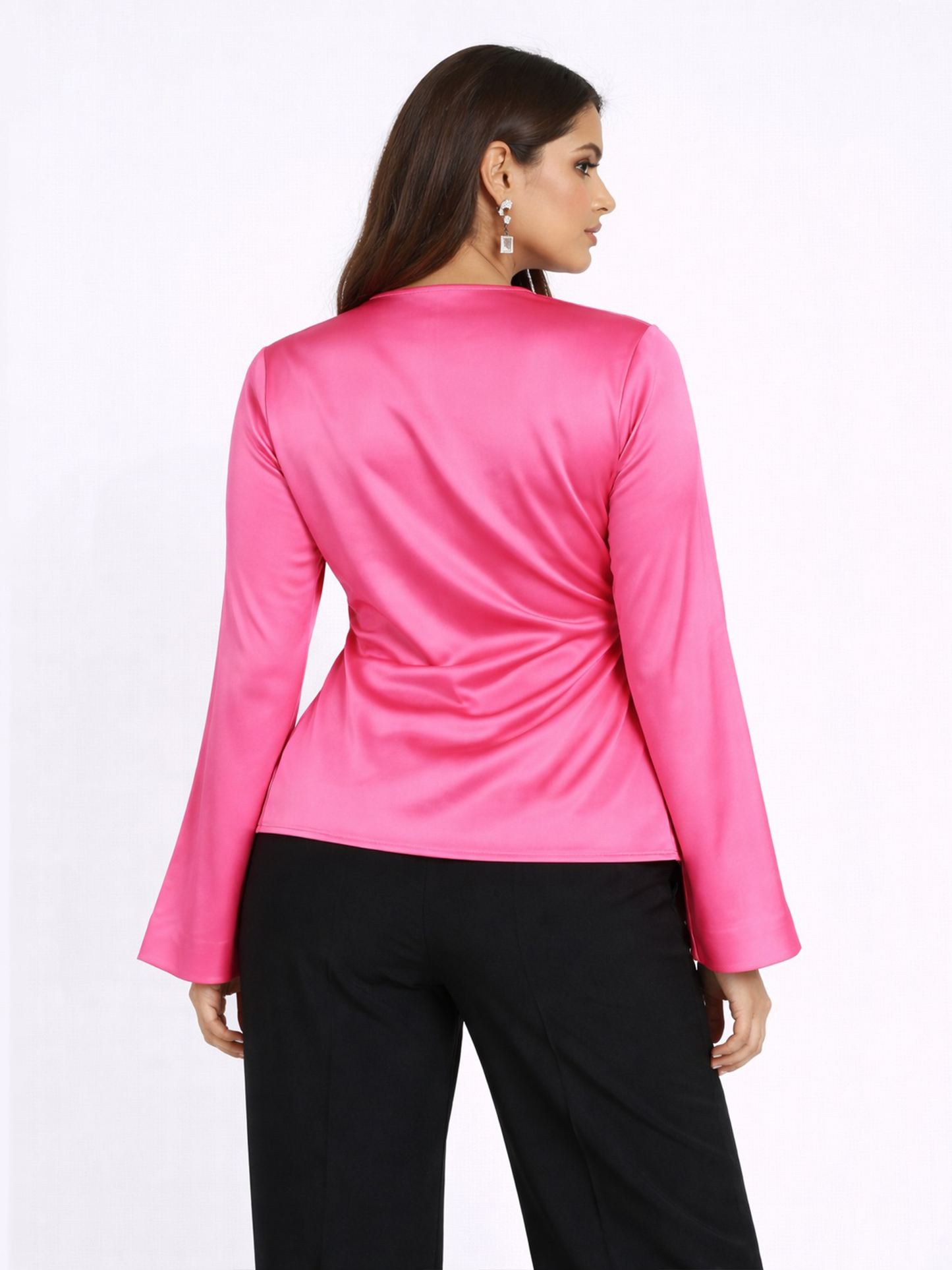 Satin Wrap Top - Pink