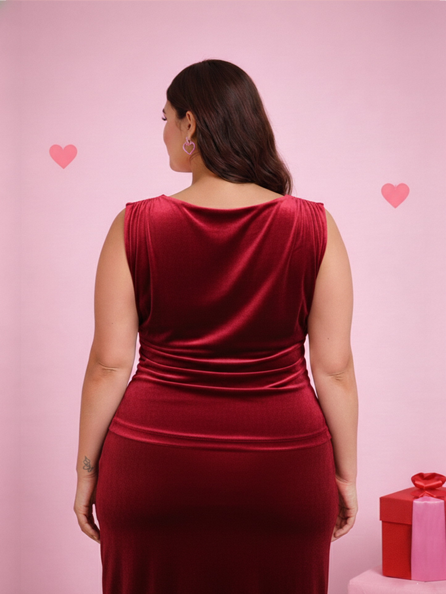 Velvet Wrap Top - Red