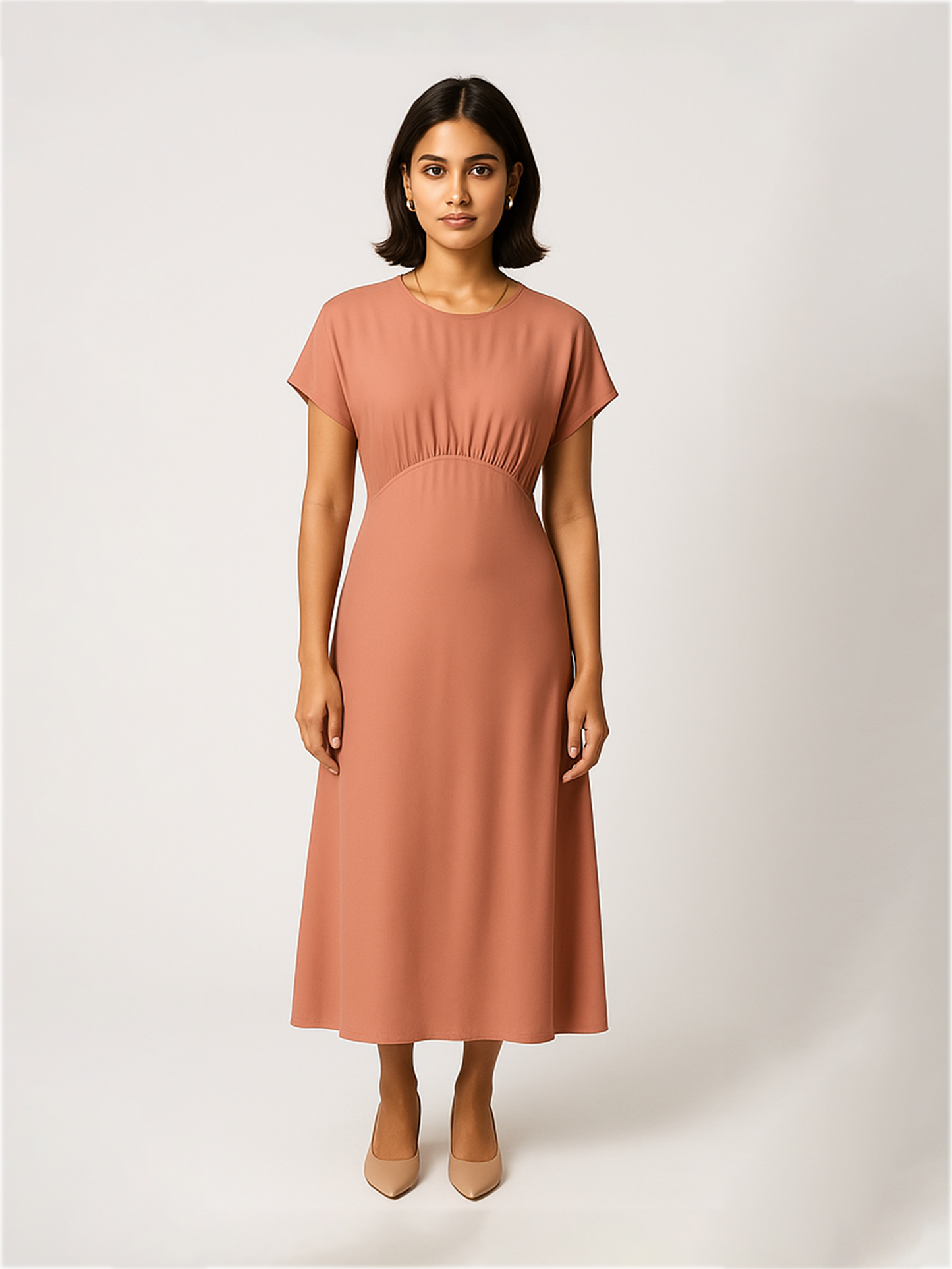 Beige Satin Maxi Dress