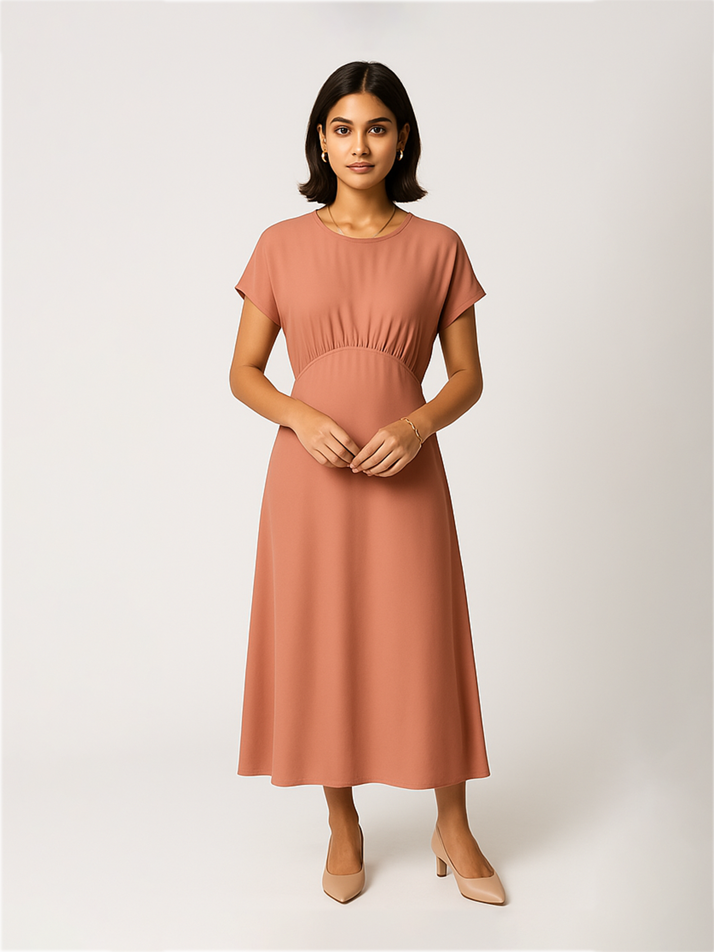 Beige Satin Maxi Dress