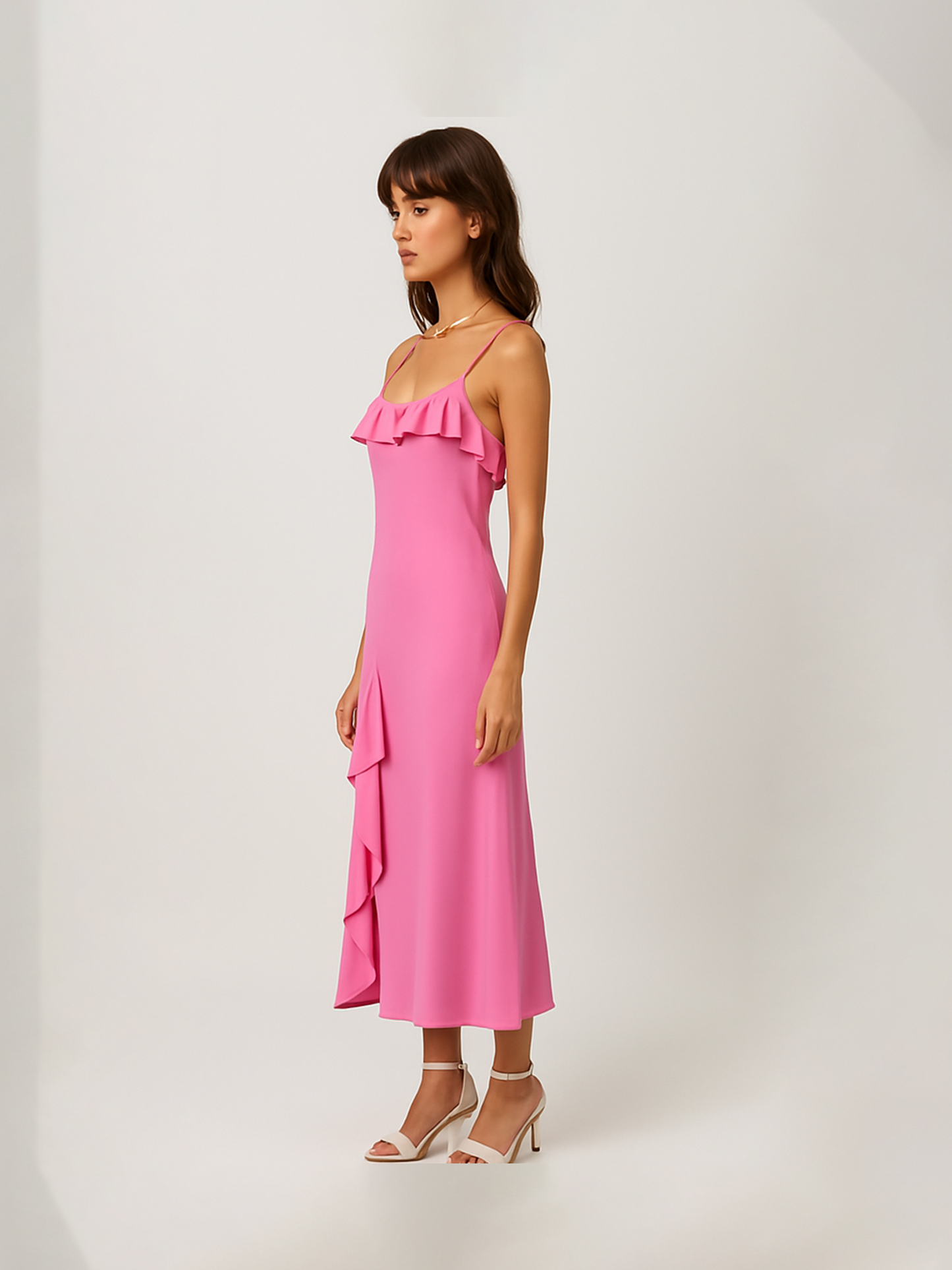 Pink Ruffled Sip Dress