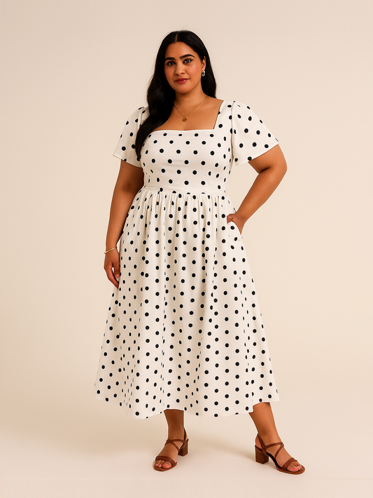 Polka Dots A Line Dress