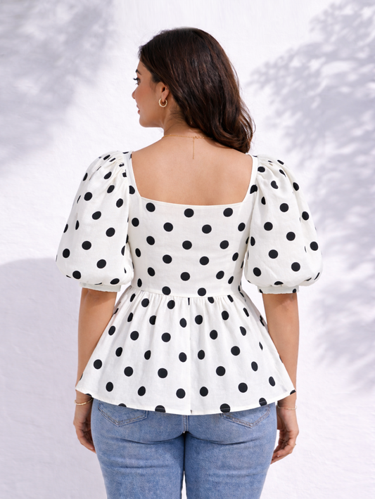Polka Peplum Top