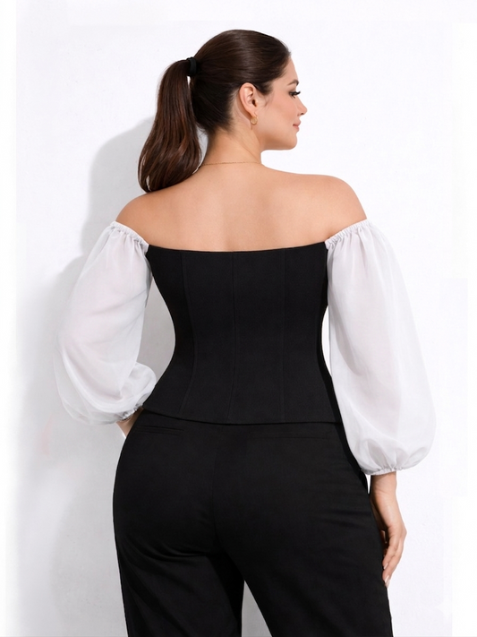 Off-Shoulder Corset Top - White
