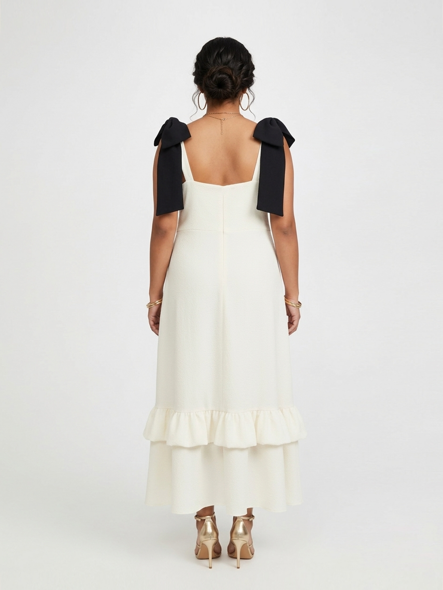 Tiered Ivory Dress with Bow