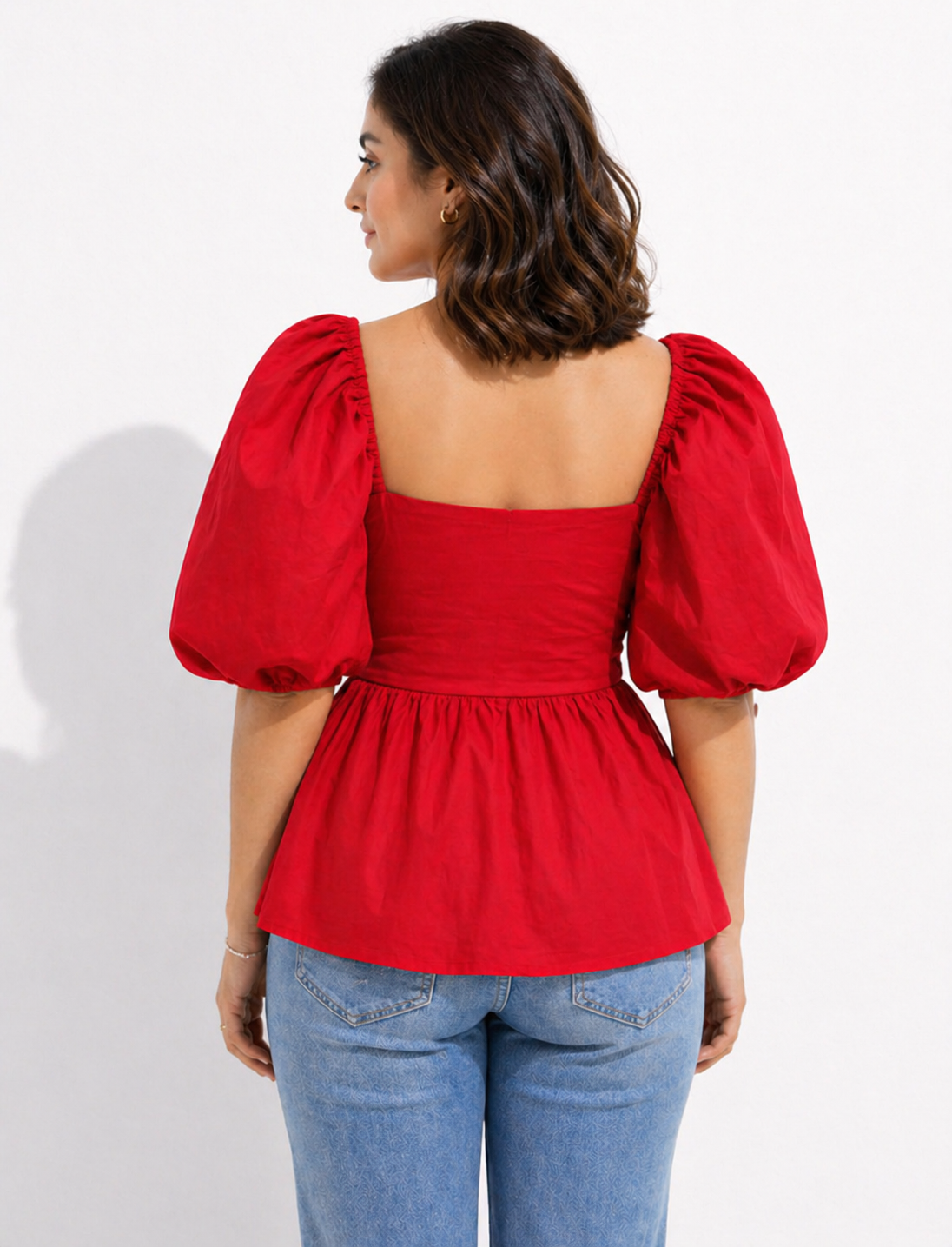 Elysian Peplum Top – Red