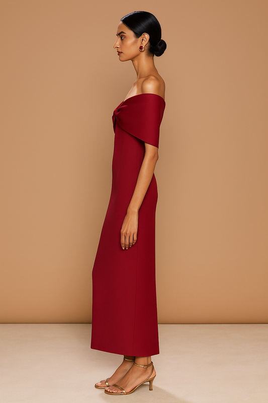 Stylish Red Bow Dress Backup Studio