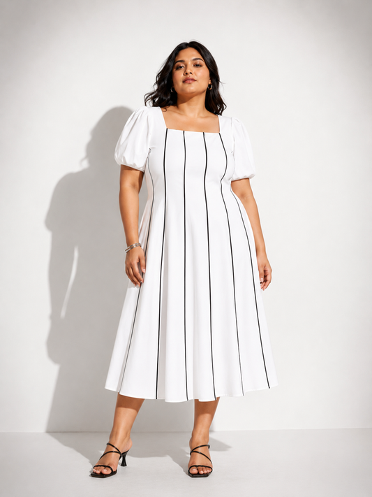 Square Neck Fit & Flare Dress