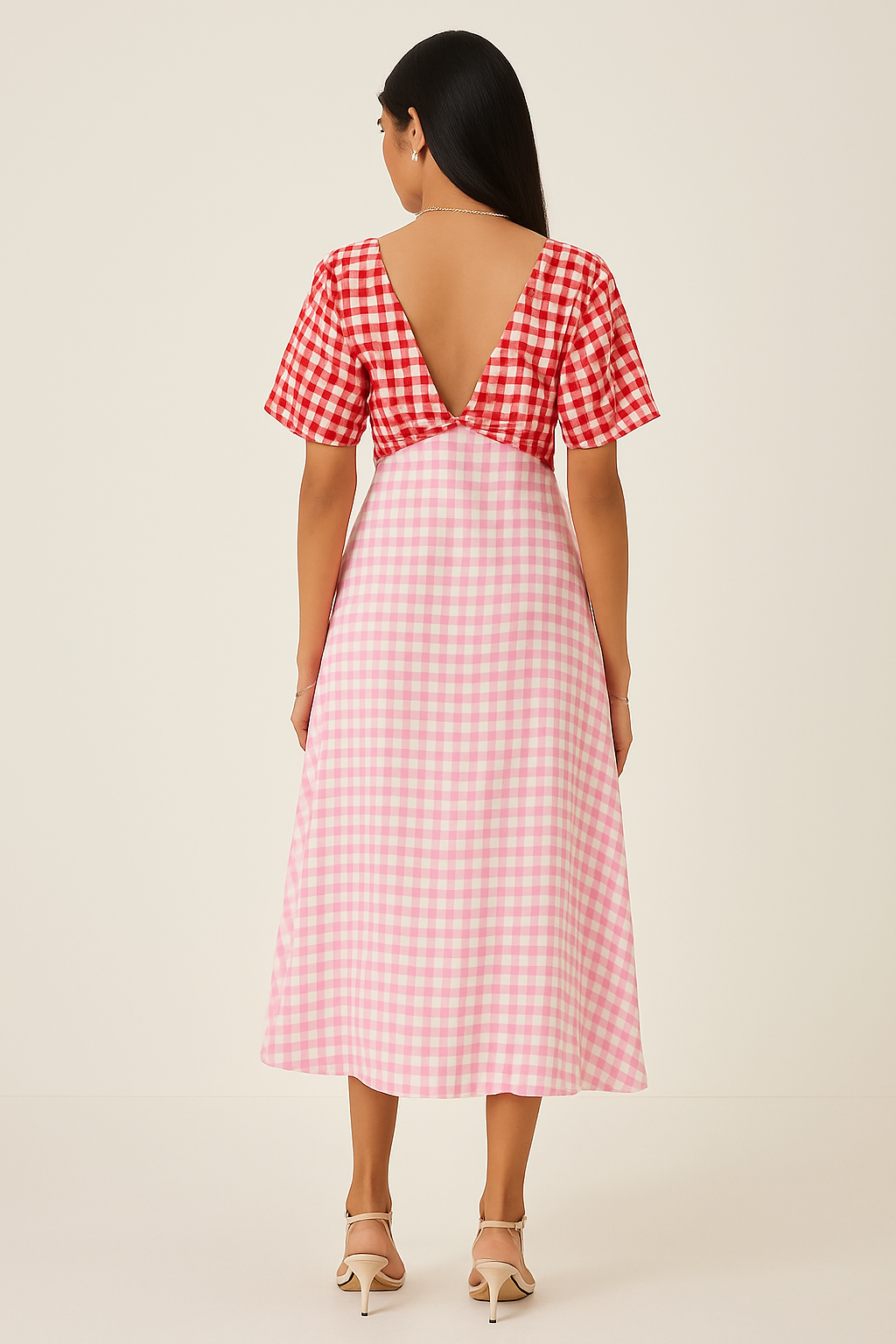 A line Multicolor Gingham Dress