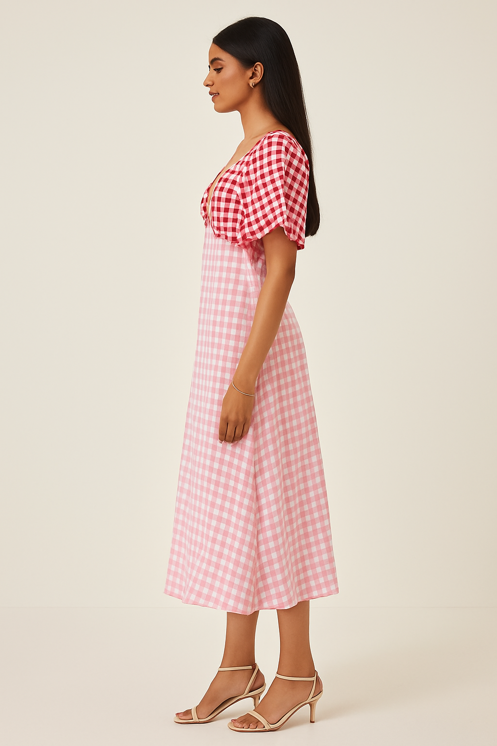 A line Multicolor Gingham Dress