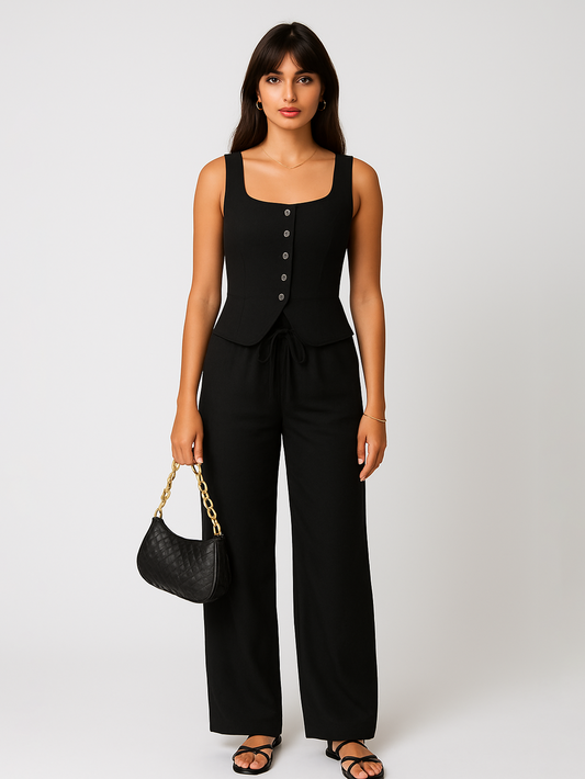 Black Vest and Pants Set