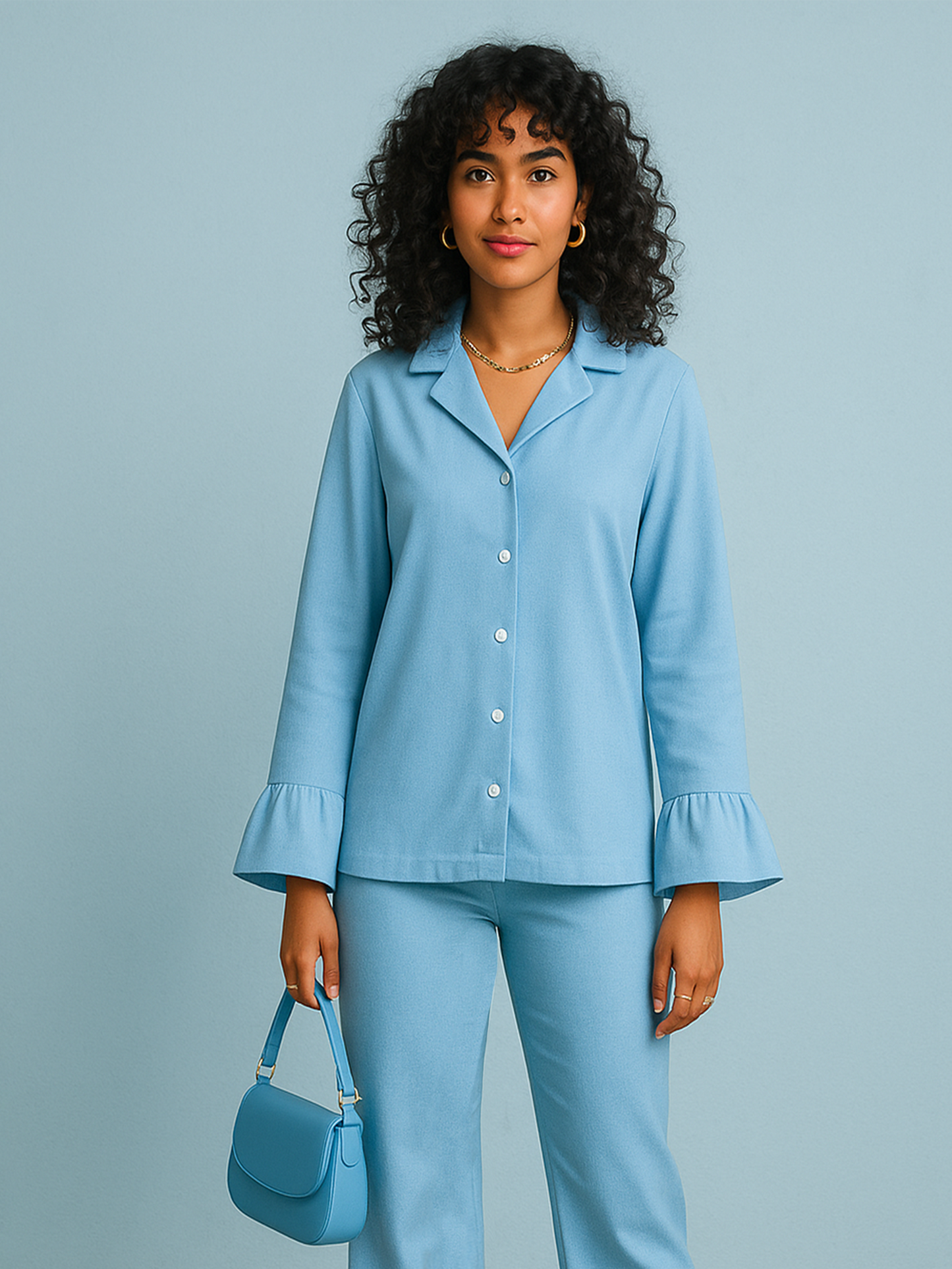 Sky Blue Ruffle Co-ord Set