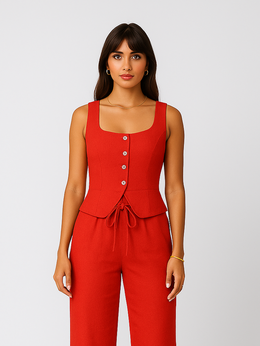 Red Vest and Pants Set