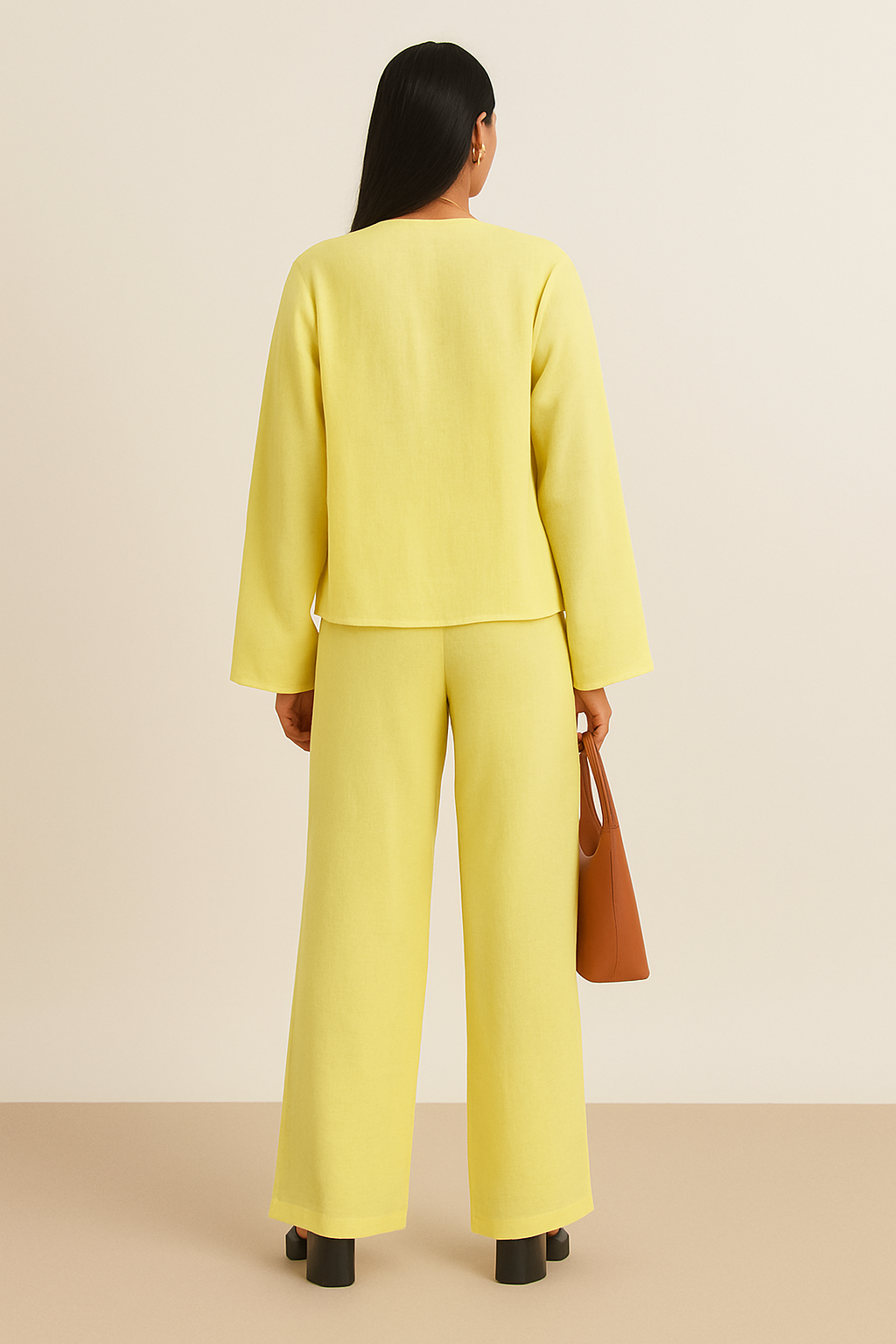 Yellow Long Sleeve Bows Top