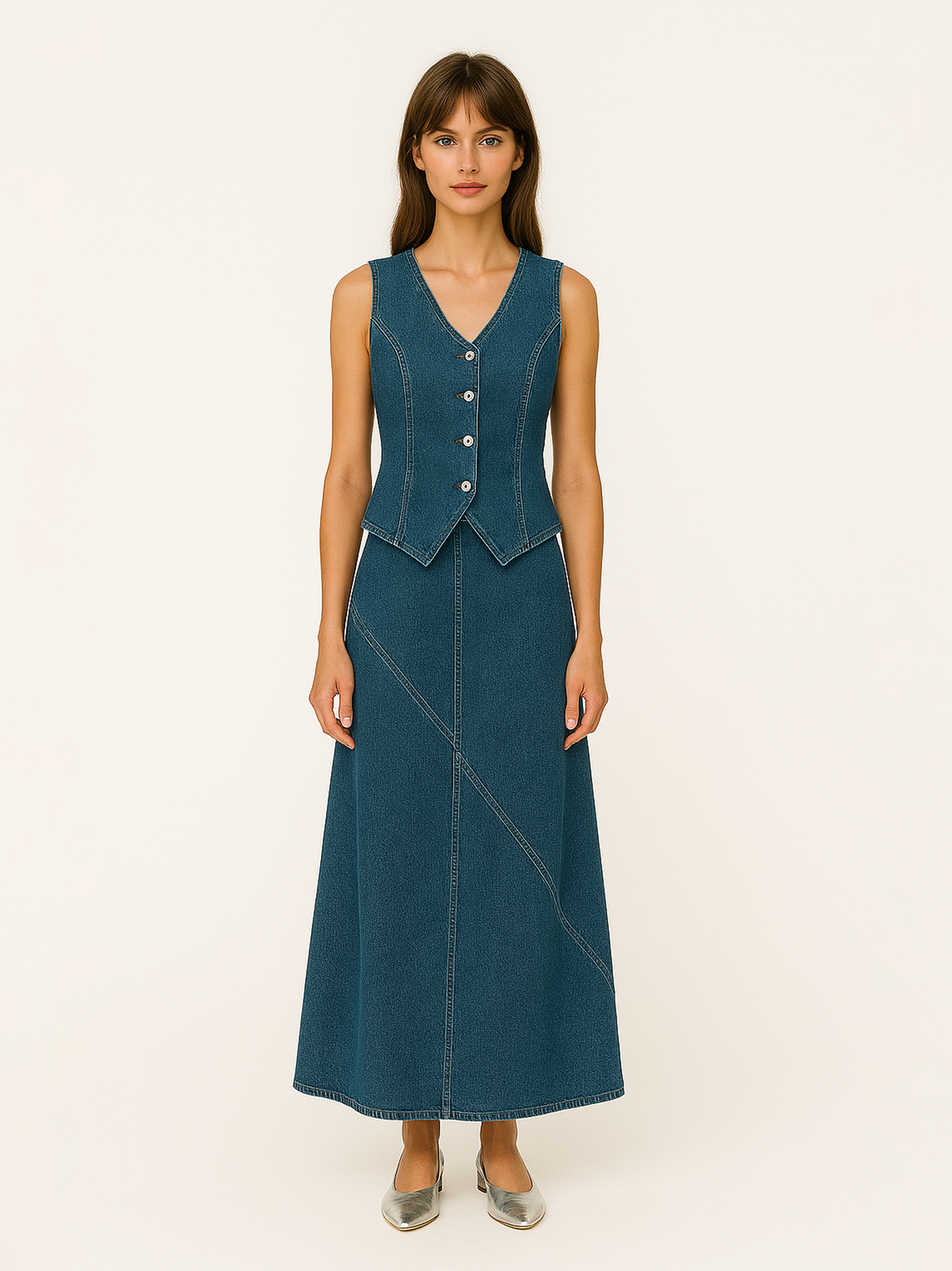 Denim Halter top and Skirt Set
