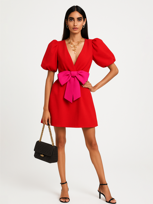 Red and Pink Bows Dress by Backup Studio