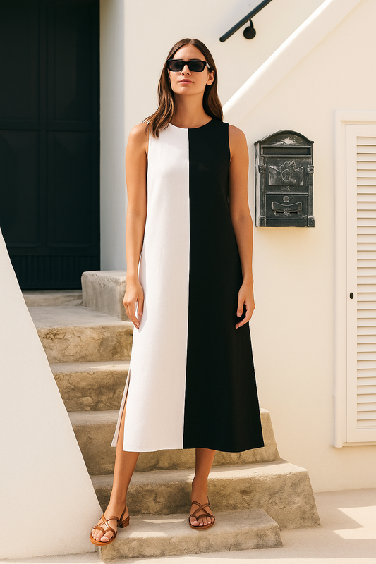 Classic Dual Color Dress for women