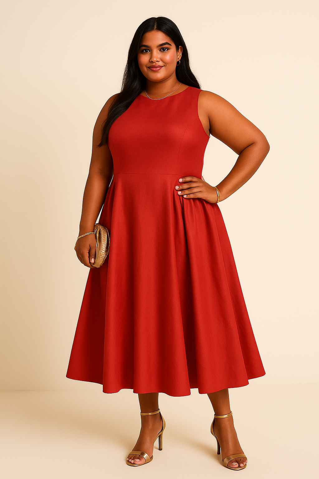 Deep Red Gathered Maxi Dress