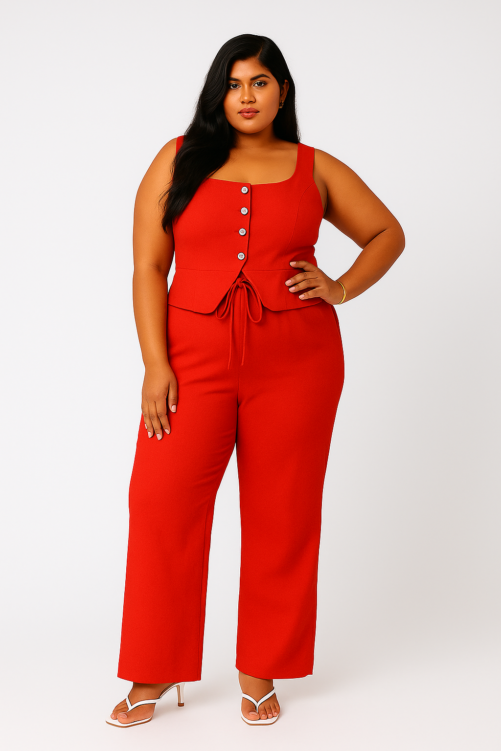 Red Cotton Vest Top