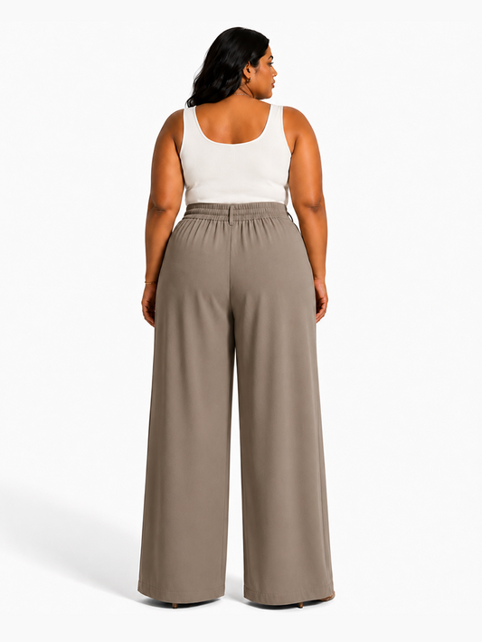 Korean Pleated Pants - Beige