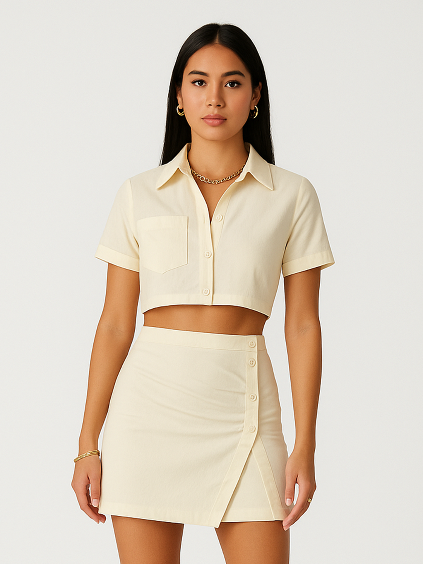 Lemon Button Up Skirt Backup Studio