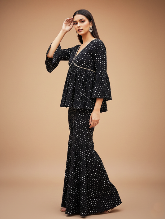 Polka Dot Ethnic Sharara Set