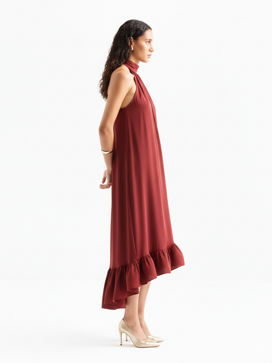 Luna Halter Dress - Red