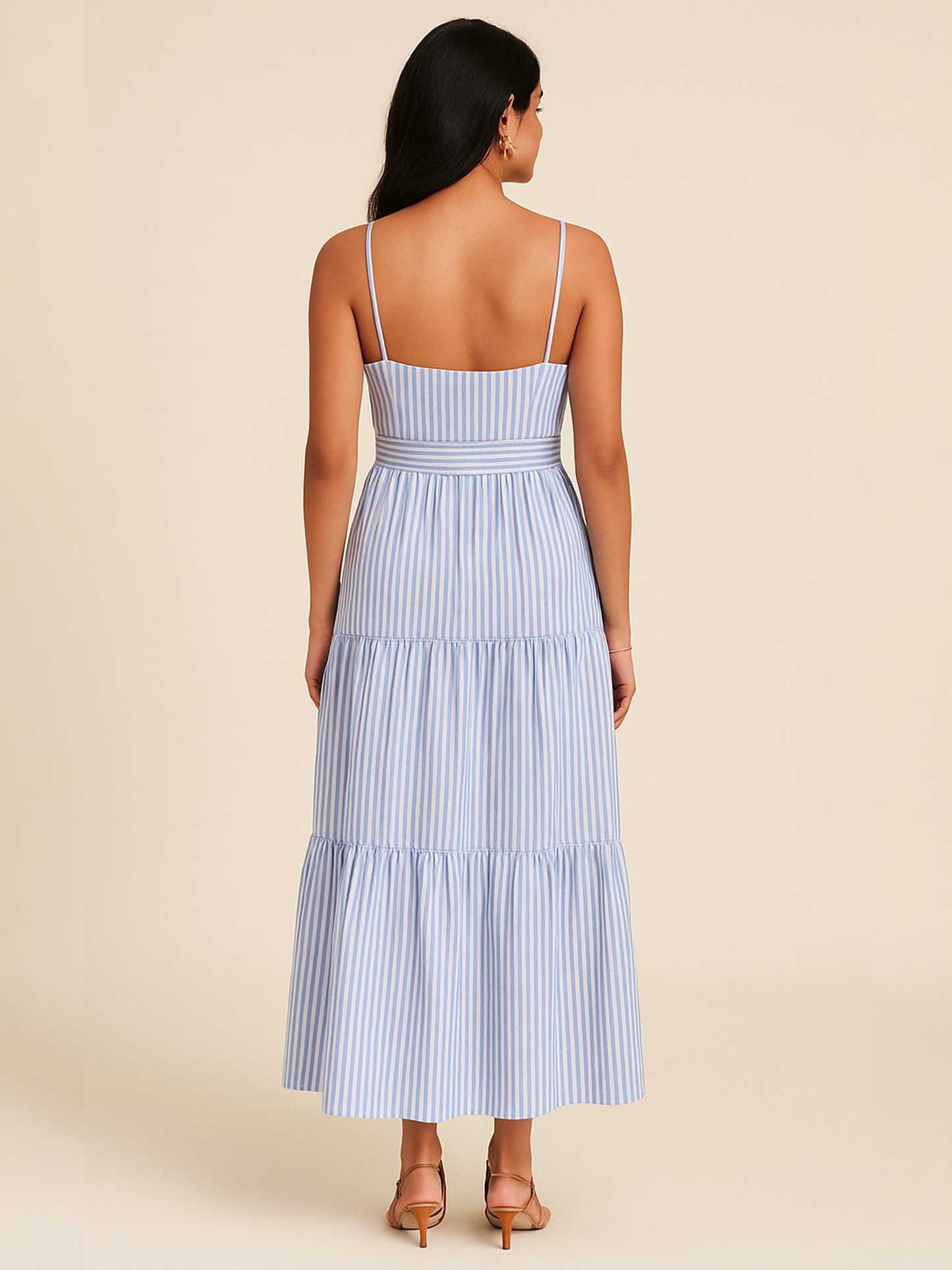 Blue Stripes Tiered Maxi Dress