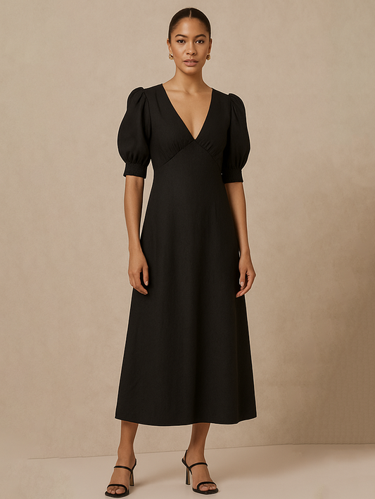 aesthetic Black Puff Dress