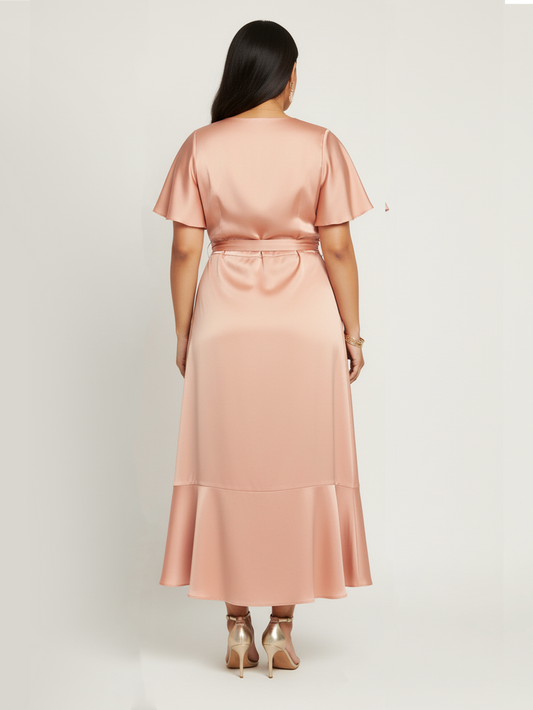 Gloria Wrap Dress -Pretty Peach