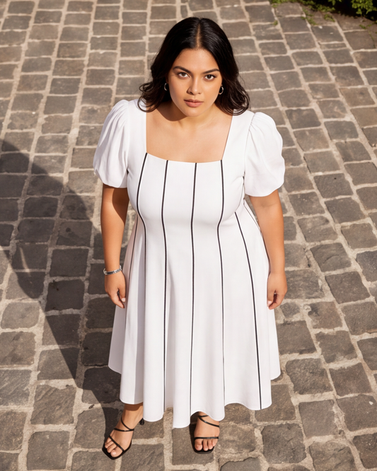 Square Neck Fit & Flare Dress