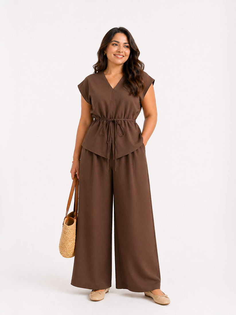 Tie-Up Lounge  Set - Brown