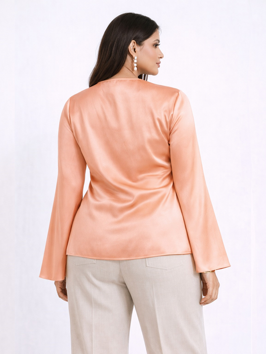 Satin Gathered Top - Peach