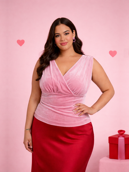 Velvet Wrap  top - Pink