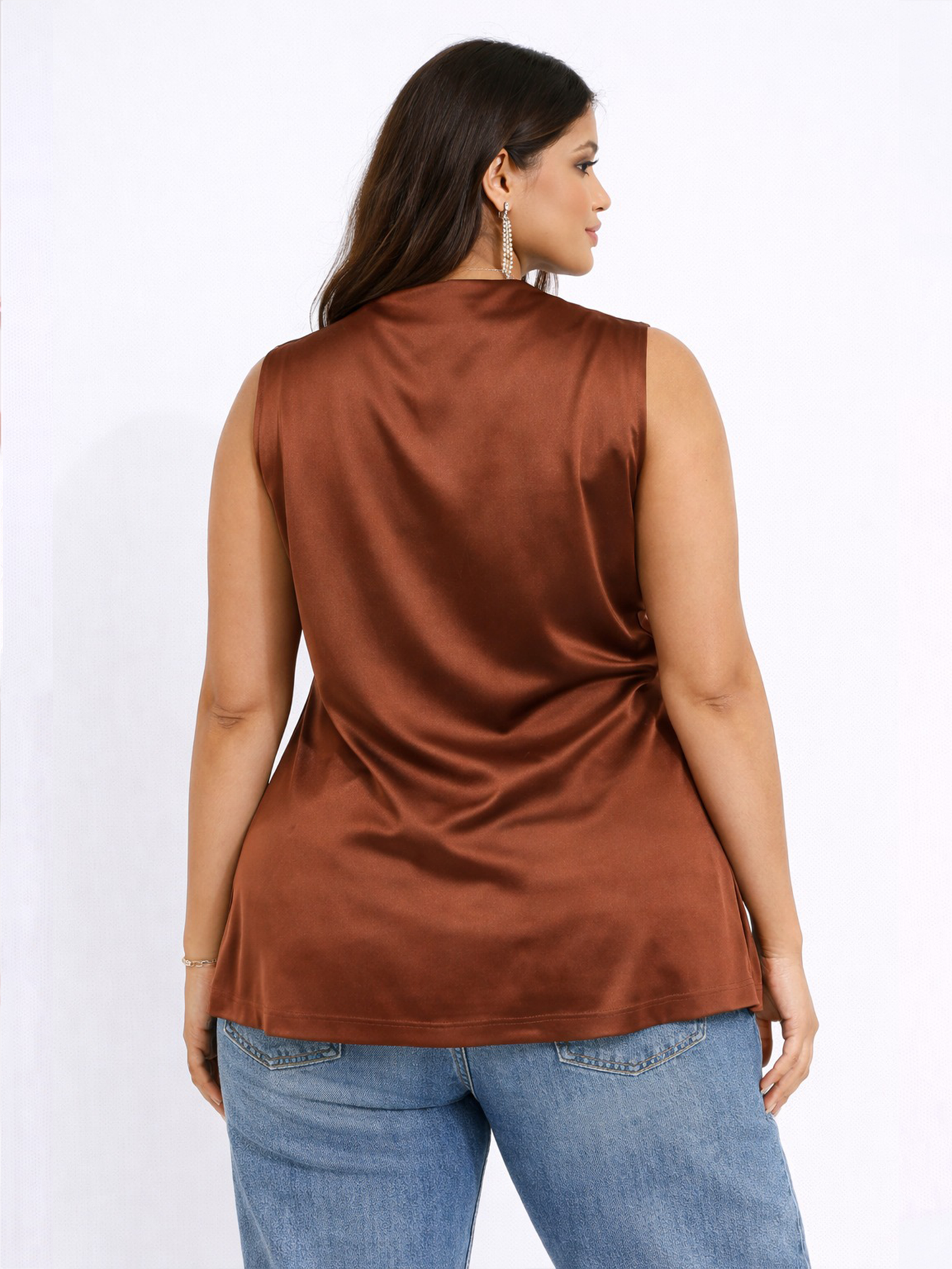 Sleek Sleeveless Top - Brown