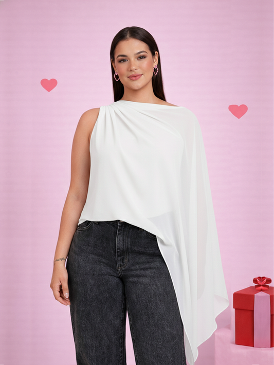 One-Shoulder Draped Top - Ivory