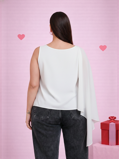 One-Shoulder Draped Top - Ivory