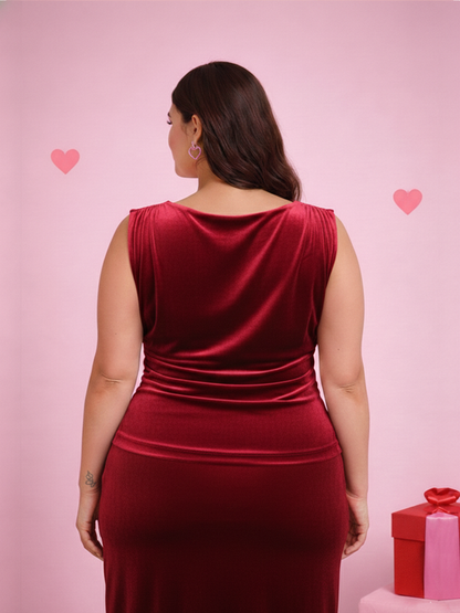 Velvet Wrap Top - Red