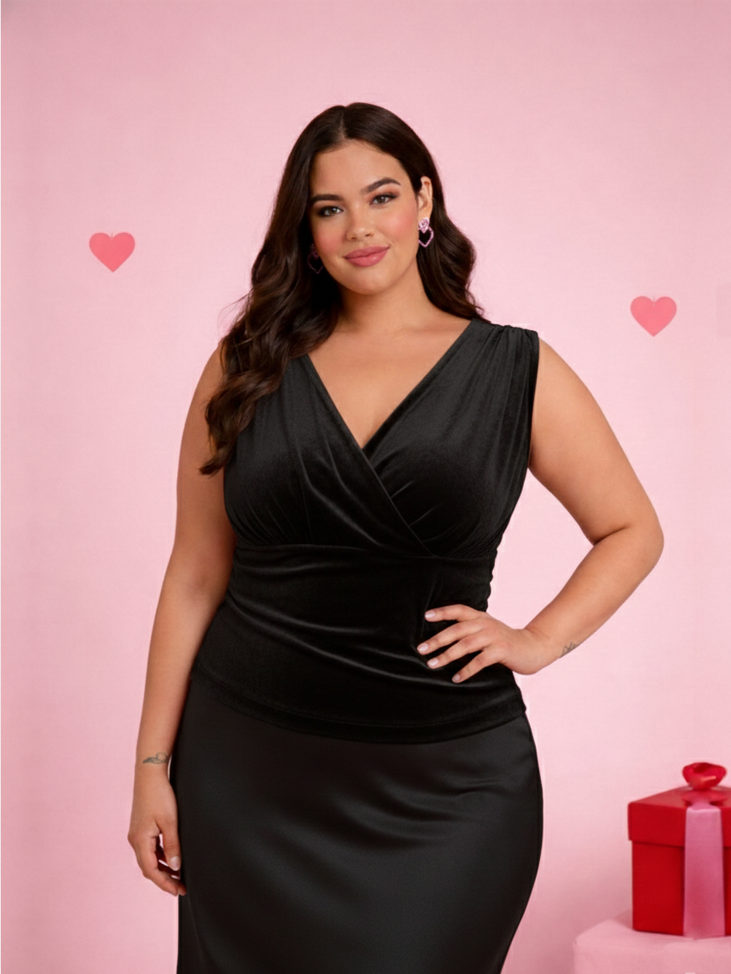 Velvet Wrap Top - Black