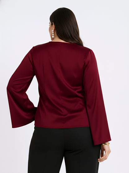 Satin Gathered Top - Red