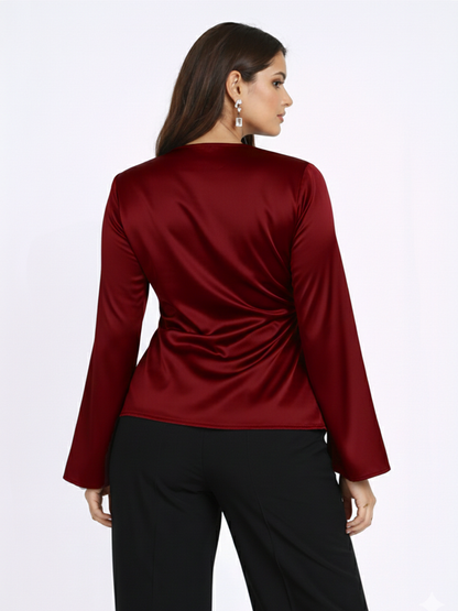 Satin Wrap Top - Red