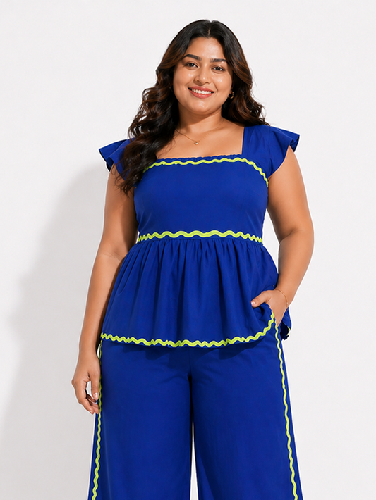 Bloom Peplum Top - Blue