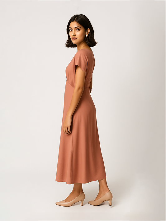 Beige Satin Maxi Dress