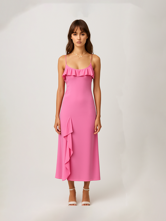 Pink Ruffled Sip Dress