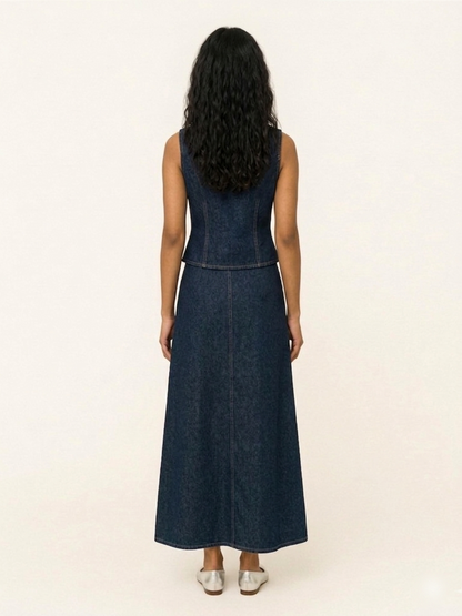 Denim Halter top and Skirt Set