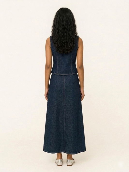 Denim Halter top and Skirt Set
