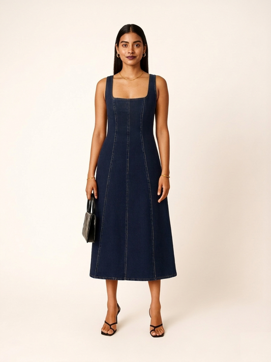 Panelled Denim Dress
