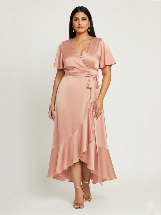Gloria Wrap Dress -Pretty Peach