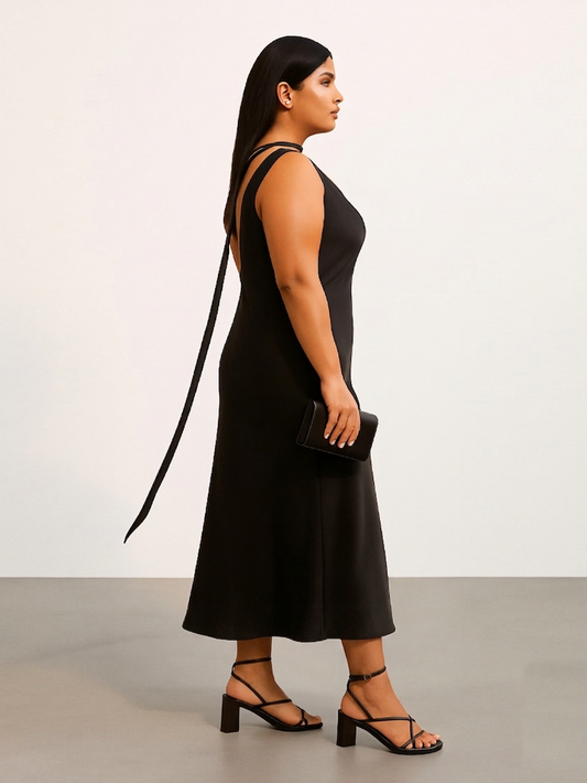 Cowl Neck Slip Dress- Black