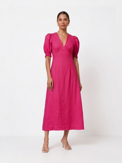 Pink Puff Dress - Fuschia Pink